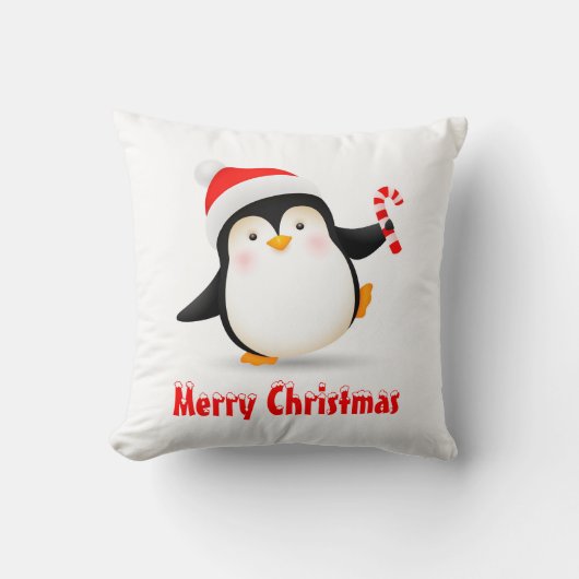 Niedlicher WeihnachtsPenguin mit Weihnachtsmannmüt Kissen (Vorderseite)