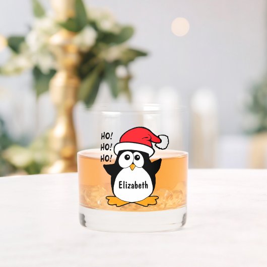 Niedlicher Weihnachtspenguin personalisieren Whiskyglas (Insitu (Hochzeit))