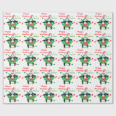 Niedlicher Weihnachtspenguin Personalisiert Kids Geschenkpapier (Flach)