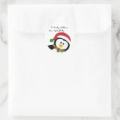 Niedlicher Weihnachtspenguin-personalisierte Runder Aufkleber (Tasche)