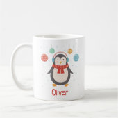 Niedlicher Weihnachtspenguin Personalisierte Weihn Kaffeetasse (Links)
