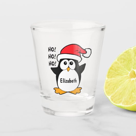 Niedlicher WeihnachtsPenguin personifizieren Schnapsglas (Vorderseite)