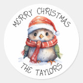 Niedlicher Weihnachtspenguin Runder Aufkleber (Vorderseite)