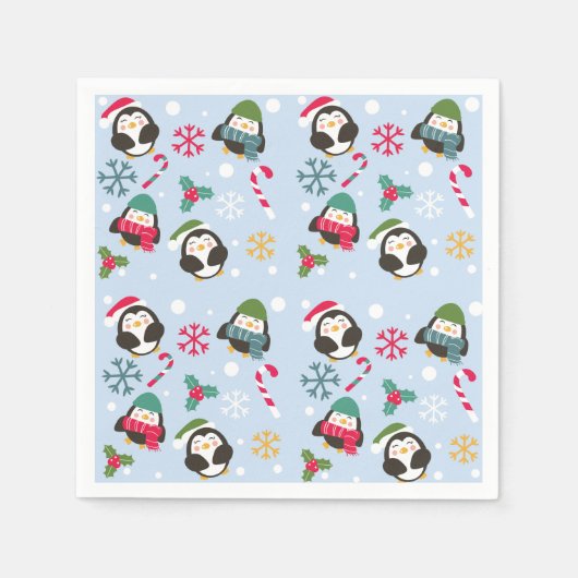 Niedlicher WeihnachtsPenguin Serviette (Vorderseite)
