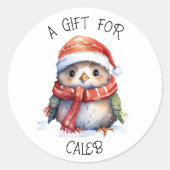 Niedlicher Weihnachtspenguin - Weihnachtsgeschenk- Runder Aufkleber (Vorderseite)