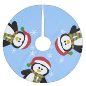 Niedlicher Weihnachtspenguins-Baum-Rock Polyester Weihnachtsbaumdecke (Vorderseite)