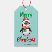 Niedlicher Weihnachtspinguin Santa Scarf Geschenkanhänger (Vorderseite)