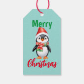Niedlicher Weihnachtspinguin Santa Scarf Geschenkanhänger (Rückseite)