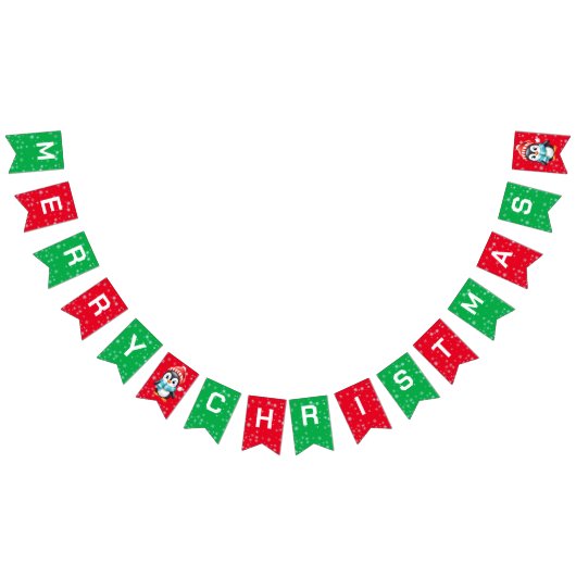 Niedlicher Weihnachtspinguin Santa Scarf Wimpelkette (Alle)