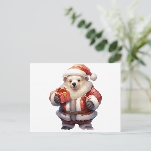 Niedlicher Weihnachtspolar Postkarte (Stehend Vorderseite)