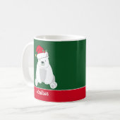 Niedlicher Weihnachtspolarbär in Weihnachtsmannmüt Kaffeetasse (Vorderseite Links)