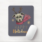 Niedlicher Weihnachtsren-Gruben-Stier-Terrier-Hund Mousepad (Mit Mouse)