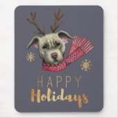 Niedlicher Weihnachtsren-Gruben-Stier-Terrier-Hund Mousepad (Vorne)