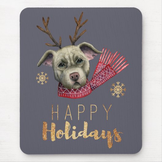 Niedlicher Weihnachtsren-Gruben-Stier-Terrier-Hund Mousepad (Vorne)