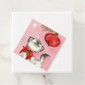 Niedlicher WeihnachtsRetro Vintag Kitten Katzenbau Geschenkanhänger (Beispiel)