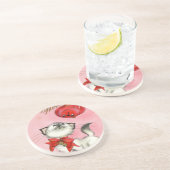 Niedlicher WeihnachtsRetro Vintag Kitten Katzenbau Getränkeuntersetzer (Seite)