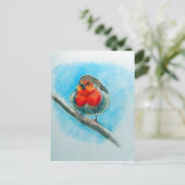 Niedlicher WeihnachtsRobin Postkarte (Stehend Vorderseite)