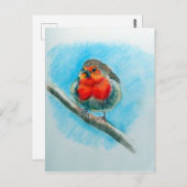 Niedlicher WeihnachtsRobin Postkarte (Vorne/Hinten)