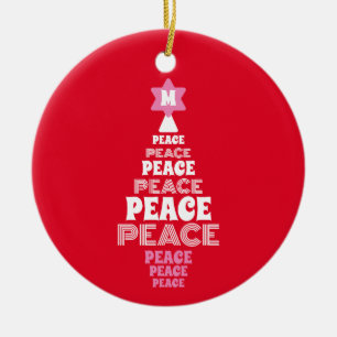 Niedlicher Weihnachtsrosa und Roter Friedensbaum Keramik Ornament