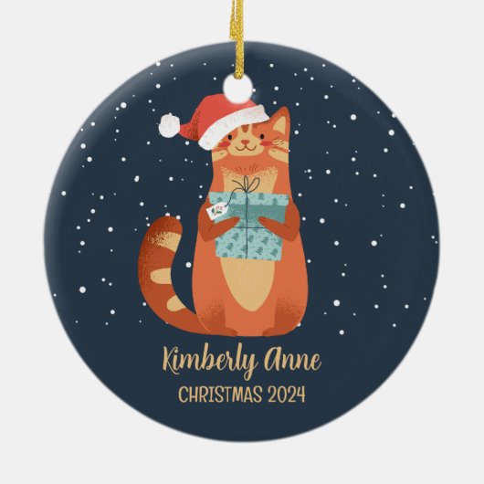 Niedlicher Weihnachtsschnee im Winter Keramik Ornament (Hinten)