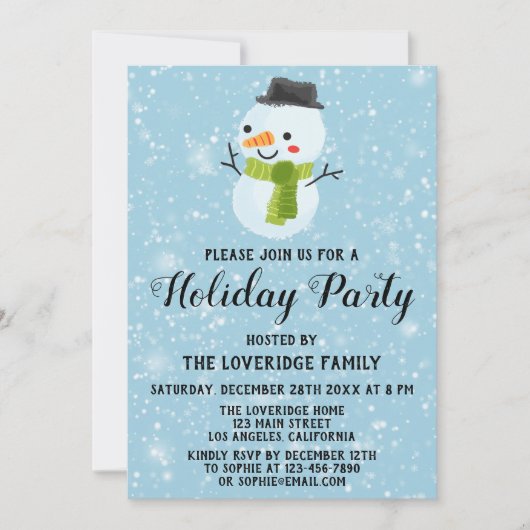Niedlicher Weihnachtsschneefest Party Weißer Schne Einladung (Vorderseite)