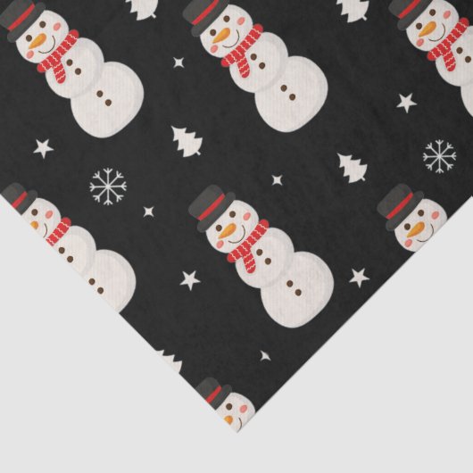 Niedlicher Weihnachtsschneemann Black Seidenpapier (Detail)
