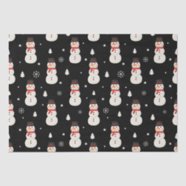 Niedlicher Weihnachtsschneemann Black Seidenpapier