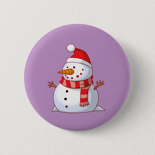 Niedlicher Weihnachtsschneemann Button (Vorderseite)
