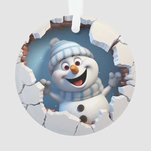 Niedlicher Weihnachtsschneemann durch die Mauer il Ornament (Rückseite)