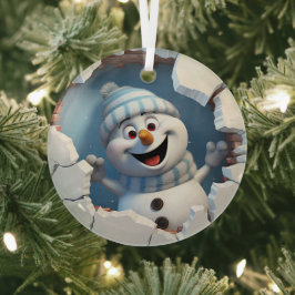 Niedlicher Weihnachtsschneemann durch die Mauer il Ornament Aus Glas