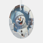 Niedlicher Weihnachtsschneemann durch die Mauer il Ornament Aus Glas (Vorderseite links)