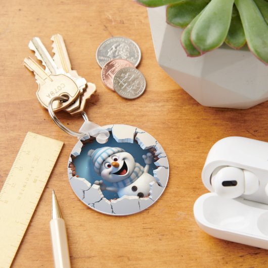 Niedlicher Weihnachtsschneemann durch die Mauer il Schlüsselanhänger (Schreibtisch)