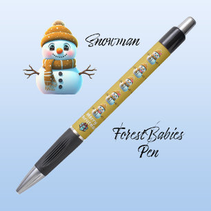 Niedlicher Weihnachtsschneemann, festliche Grafik, Kugelschreiber