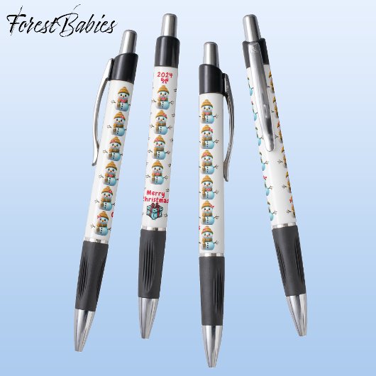 Niedlicher Weihnachtsschneemann, festliche Grafik, Kugelschreiber