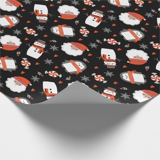 Niedlicher Weihnachtsschneemann Geschenkpapier (Ecke)