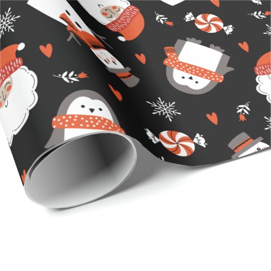 Niedlicher Weihnachtsschneemann Geschenkpapier (Rolleneckpunkt)