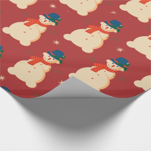 Niedlicher Weihnachtsschneemann Geschenkpapier (Ecke)