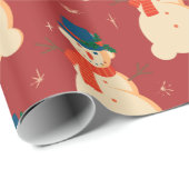Niedlicher Weihnachtsschneemann Geschenkpapier (Rolleneckpunkt)