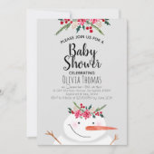 Niedlicher Weihnachtsschneemann im Winter Einladung (Vorderseite)