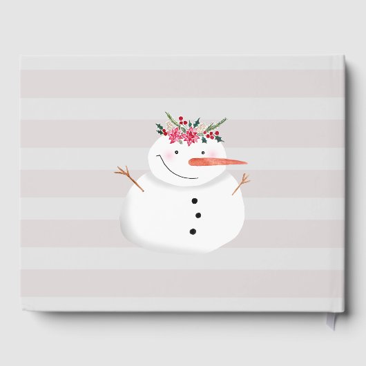 Niedlicher Weihnachtsschneemann im Winter Gästebuch (Rückseite)