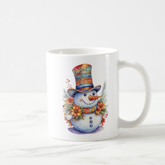 Niedlicher Weihnachtsschneemann in Mandala Hat Wat Kaffeetasse (Rechts)