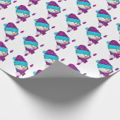 Niedlicher Weihnachtsschneemann in Schneeflocken Geschenkpapier (Ecke)