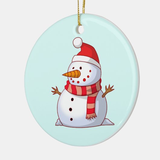 Niedlicher Weihnachtsschneemann Keramikornament (Links)