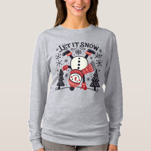 Niedlicher Weihnachtsschneemann lässt es schneien T-Shirt