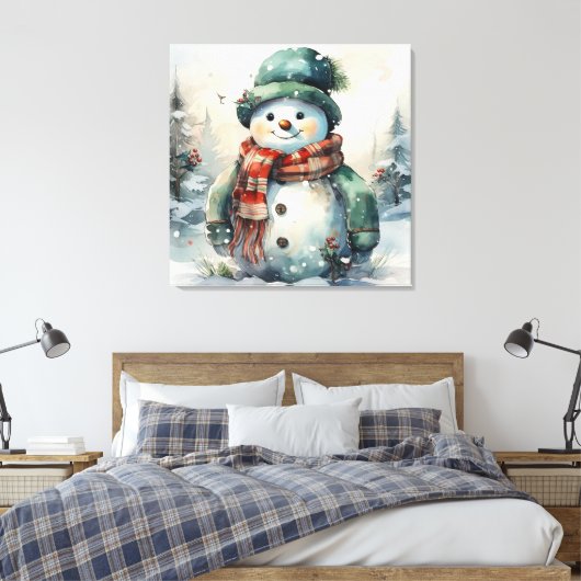 Niedlicher Weihnachtsschneemann Leinwanddruck (Insitu (Schlafzimmer))