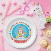 Niedlicher Weihnachtsschneemann Pappteller (Party)