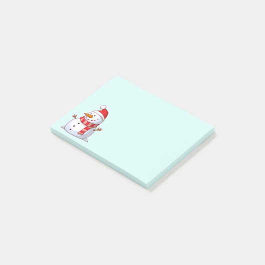 Niedlicher Weihnachtsschneemann Post-it Klebezettel (angewinkelt)