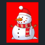 Niedlicher Weihnachtsschneemann Poster<br><div class="desc">Ein niedlicher Weihnachtsschneemann,  der irgendwie chubby und fröhlich einen gestreiften Schal und einen roten Weihnachtshut trägt. Feierlich und unterhaltsam.</div>