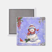 Niedlicher Weihnachtsschneemann und Freunde Magnet (Vorderseite/Rückseite)