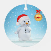 Niedlicher Weihnachtsschneemann und Schneeflocken Ornament Aus Metall (Rückseite)